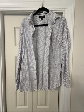 Banana Republic White and Blue Check Dress Shirt
